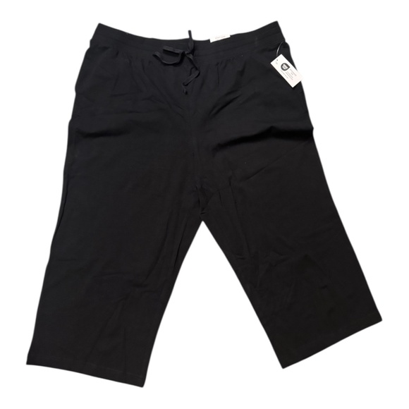 Black Capri Cotton Pants w/Tie String Front - Picture 1 of 5